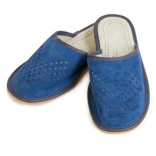 Pantofle pánské domácí semišky modré