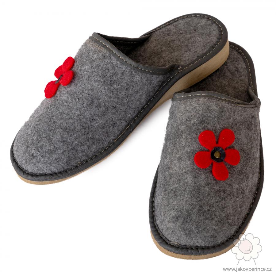 Dámské filcové pantofle kytka 40 Jako v peřince