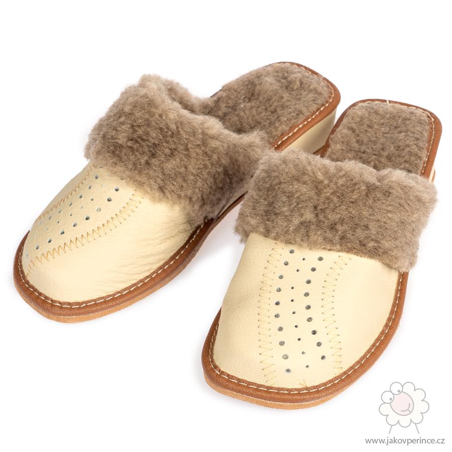 Dámské kožené papuče na klínku Créma 41 Jako v peřince