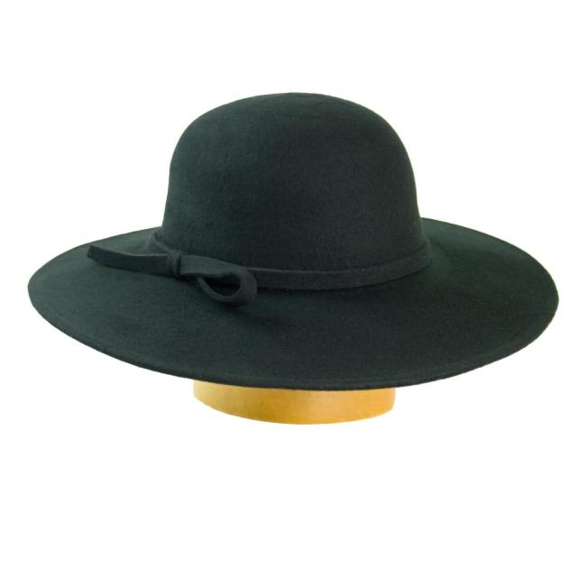 Dámský vlněný klobouk se širokou krempou - černá