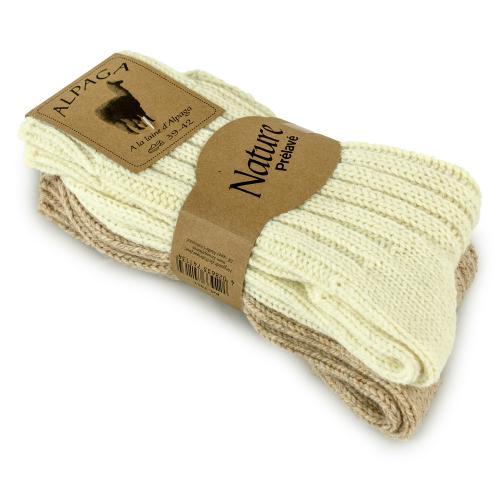 Ponožky sibiřky vlněné Alpaca světlé 2 páry